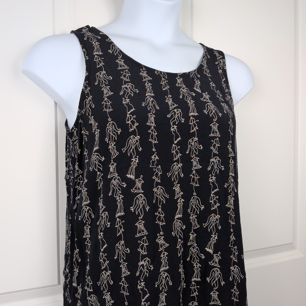 Vintage 90s Minimalist Whimsigoth Librarian Retro Print Sleeveless Midi Dress